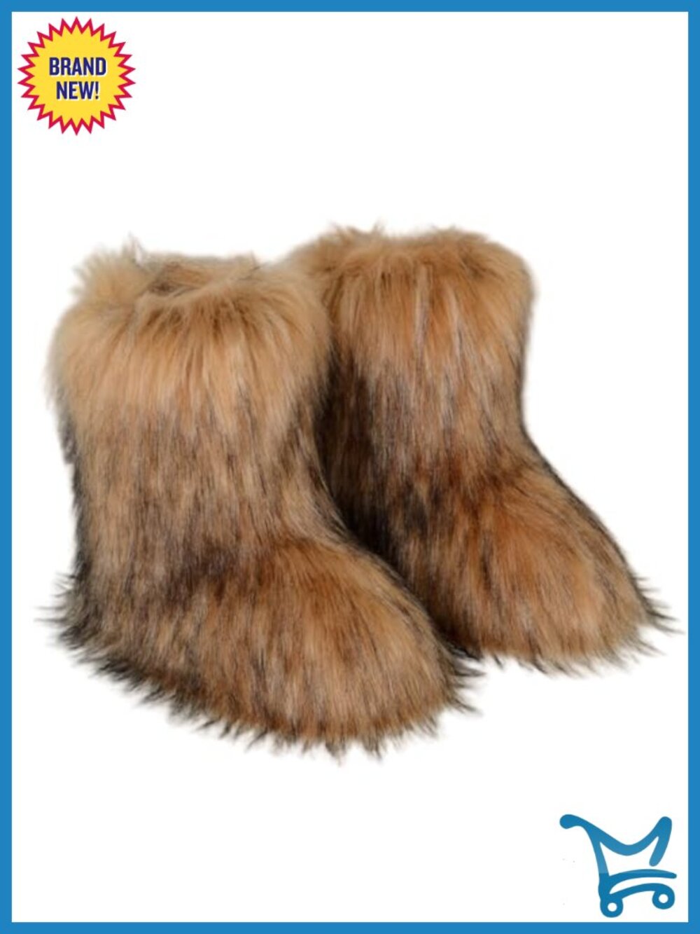 Faux Fur Mid Calf Snow Boots, Warm Fluffy Winter Boots Slip On